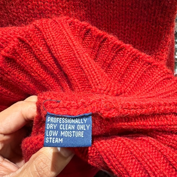 RARE  Vintage 90s Polo Ralph Lauren Bear Sit Down Knit Wool Sweater Size L Red🔥 - Picture 7 of 10